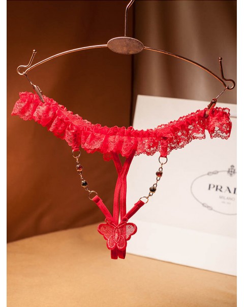Lace Transparent Hollow String Attractive Underwear Thong Panties - Free Size White