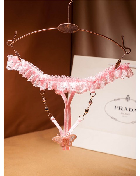 Lace Transparent Hollow String Attractive Underwear Thong Panties - Free Size White