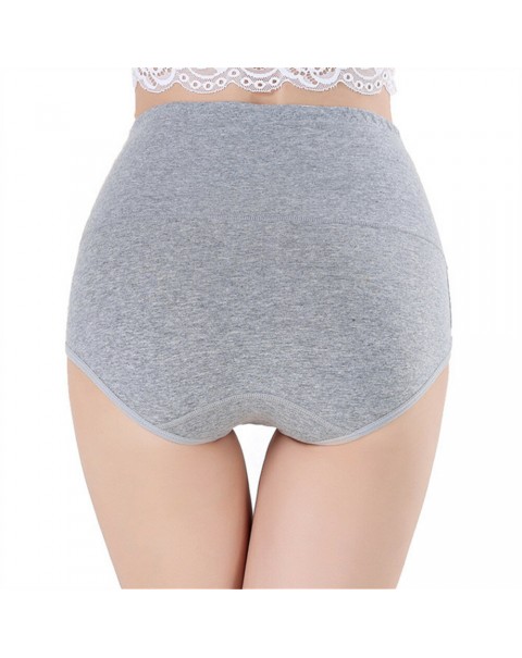 Plus Size Hip Up Waist Slim High Waist Jacquard Soft Cotton Briefs - 10 Black