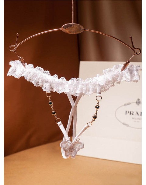 Lace Transparent Hollow String Attractive Underwear Thong Panties - Free Size White