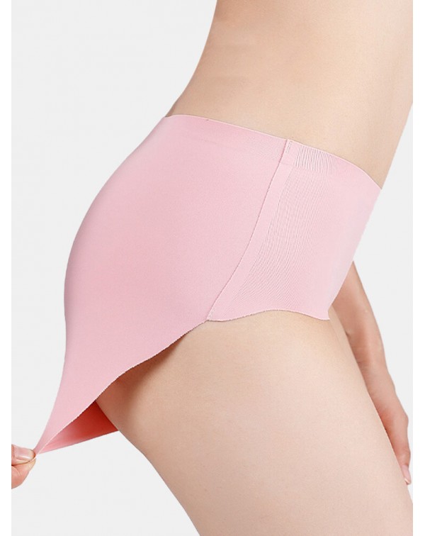 Women Seamless Elastic Solid Color Soft Comfy Mid ...