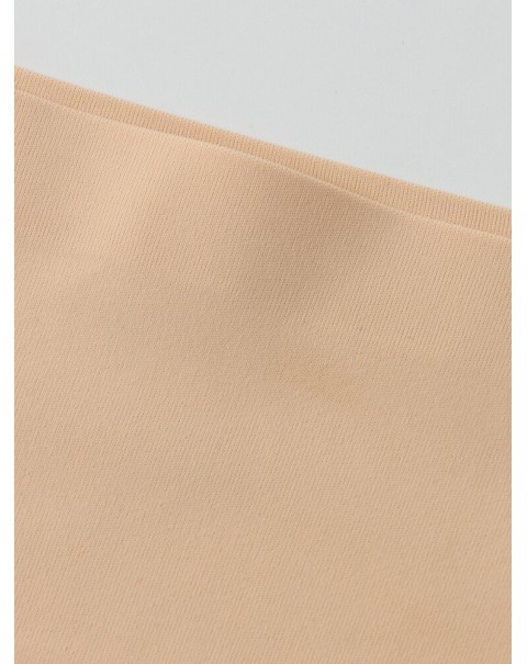 Women Seamless Elastic Solid Color Soft Comfy Mid Waist Panties - Nude 6