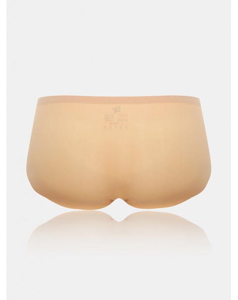 Women Seamless Elastic Solid Color Soft Comfy Mid Waist Panties - Nude 6