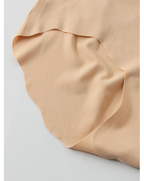 Women Seamless Elastic Solid Color Soft Comfy Mid Waist Panties - Nude 6