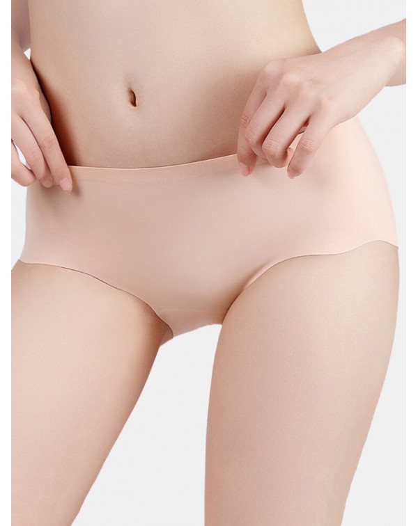 Women Seamless Elastic Solid Color Soft Comfy Mid ...