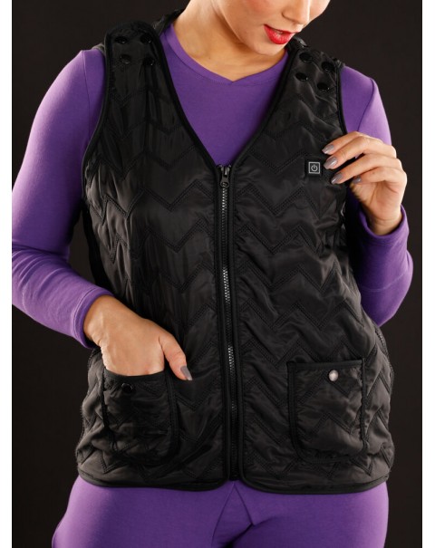 USB Electric Heated Thermal Buckle Straps Adjustable Shapewear Waistcoat For Adult - 10 Black