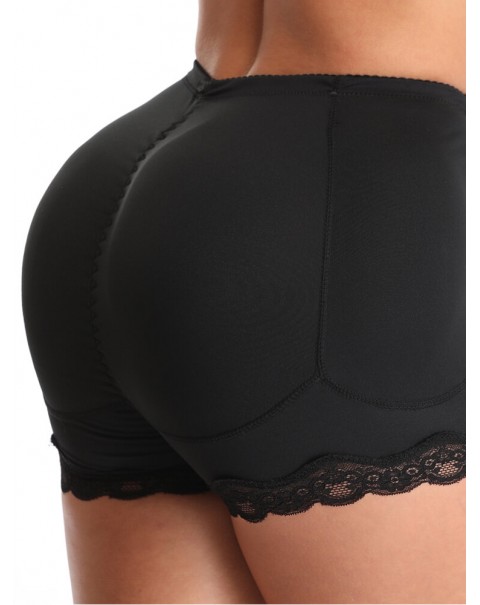 Plus Size Lace Seamless Lift Hips Shaping Panties  - 2 Black
