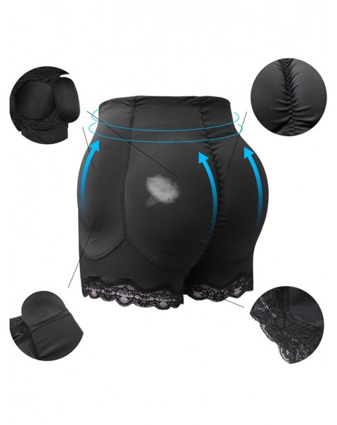 Plus Size Lace Seamless Lift Hips Shaping Panties  - 2 Black