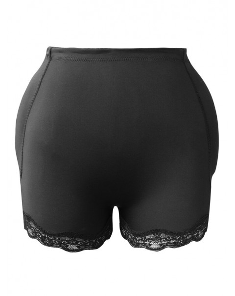 Plus Size Lace Seamless Lift Hips Shaping Panties  - 2 Black