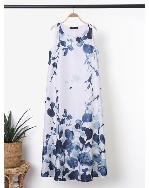 Plant Dragonfly Print Round Neck Casual Two Piece Suit - Grey S