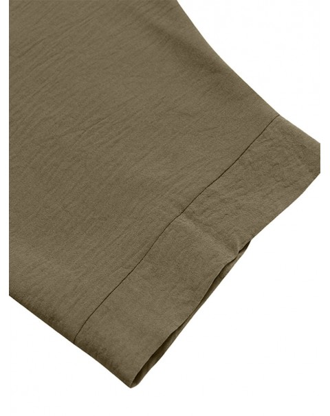 Round Neck Long Sleeve Button Pocket Solid Suit - Green 2XL