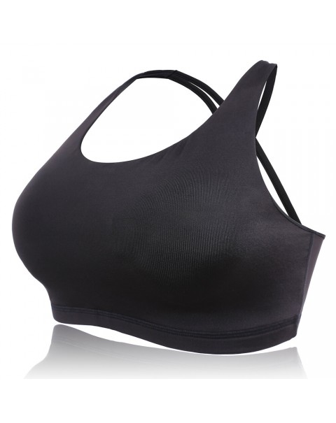 Overhead Criss-Cross Shockproof Sporty Bras - S Black
