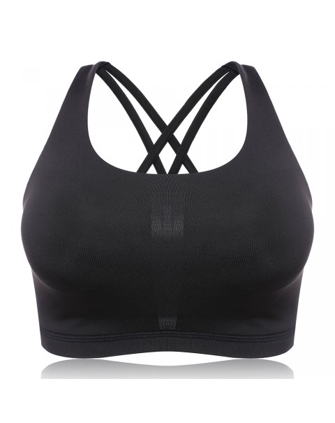 Overhead Criss-Cross Shockproof Sporty Bras - S Black