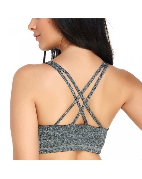 Overhead Criss-Cross Shockproof Sporty Bras - S Black