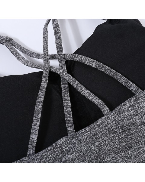 Overhead Criss-Cross Shockproof Sporty Bras - S Black