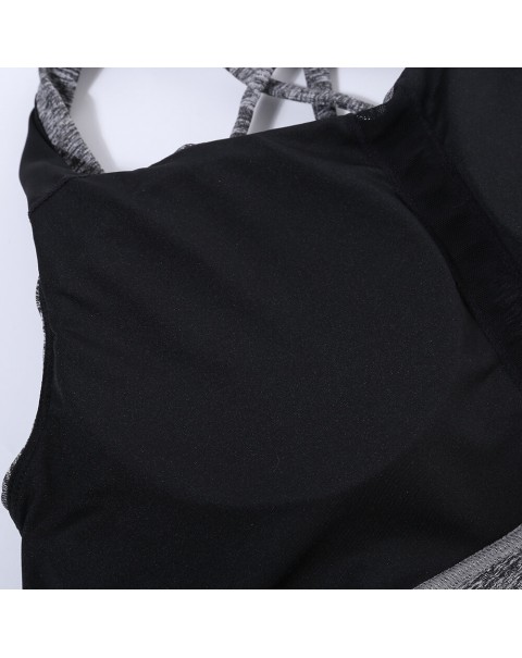Overhead Criss-Cross Shockproof Sporty Bras - S Black