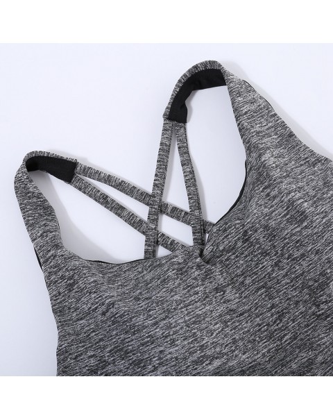 Overhead Criss-Cross Shockproof Sporty Bras - S Black