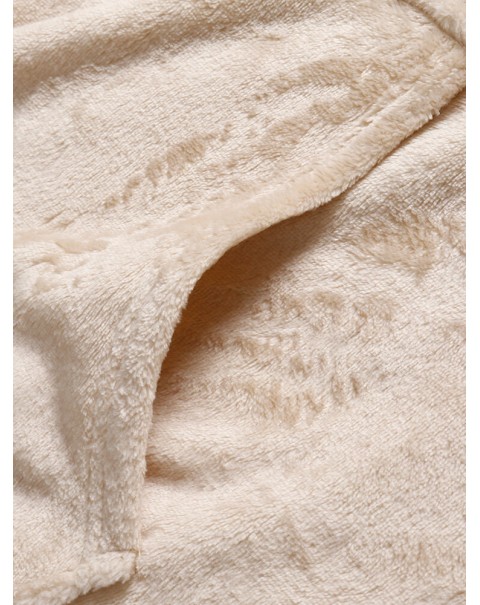 Women Fluffy Flannel Warm Wearable Blanket Home Oversized Long Hoodie With Kangaroo Pocket - Apricot One Size