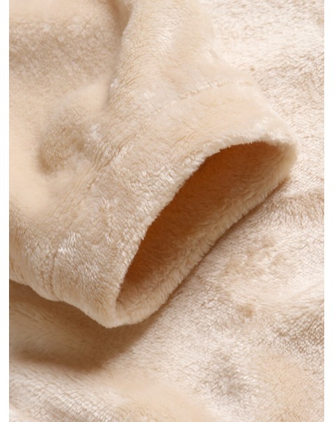 Women Fluffy Flannel Warm Wearable Blanket Home Oversized Long Hoodie With Kangaroo Pocket - Apricot One Size