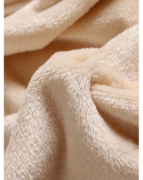 Women Fluffy Flannel Warm Wearable Blanket Home Oversized Long Hoodie With Kangaroo Pocket - Apricot One Size