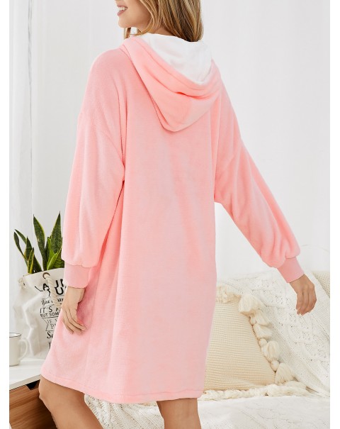 Women Flannel Thicken Blanket Hoodie Cozy Oversized Robe With Large Pocket - Grey One Size