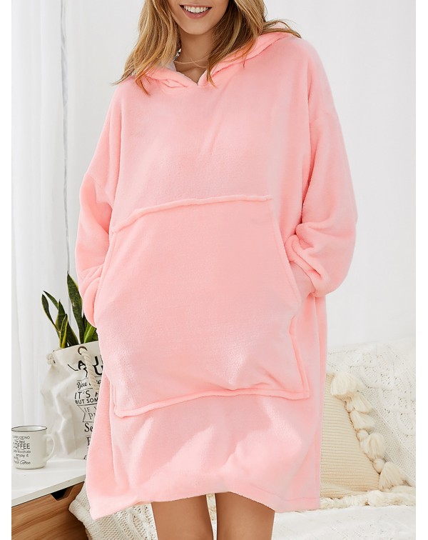 Women Flannel Thicken Blanket Hoodie Cozy Oversize...