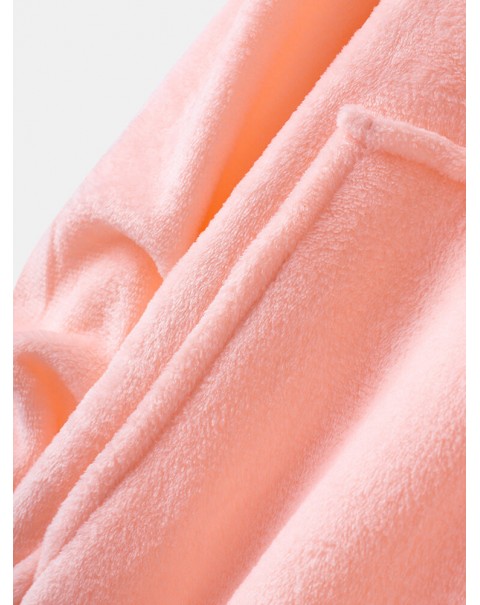Women Flannel Thicken Blanket Hoodie Cozy Oversized Robe With Large Pocket - Grey One Size