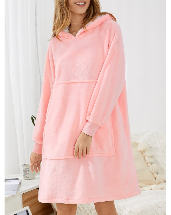 Women Flannel Thicken Blanket Hoodie Cozy Oversize...