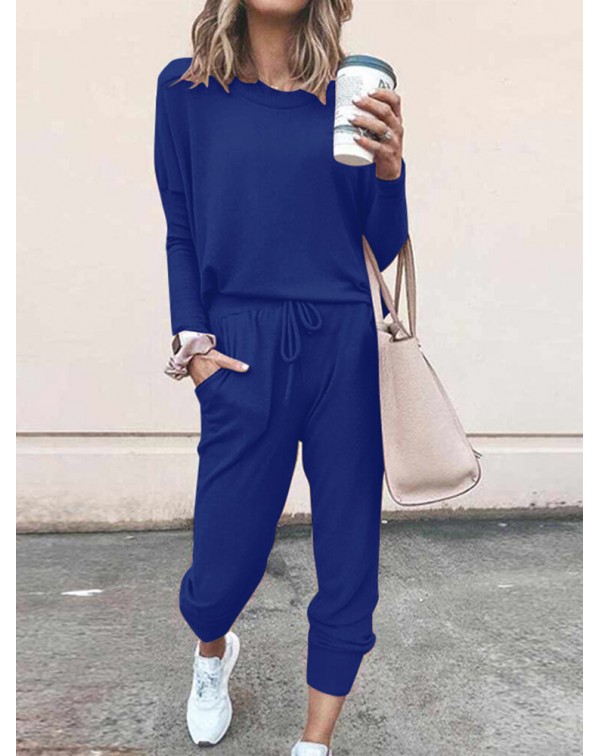 Women Side Pockets Solid Fitting Maxi Length Casua...