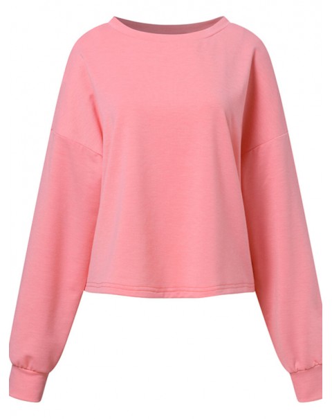 Women Side Pockets Solid Color Elastic Waist Casual Two-Piece Sets - Pink S