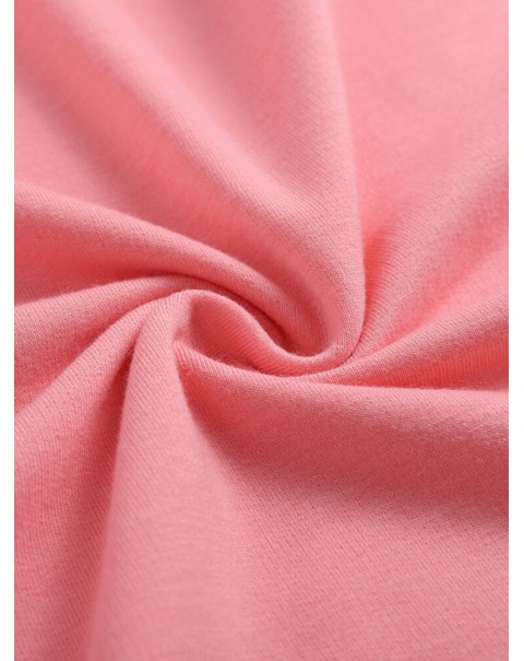 Women Side Pockets Solid Color Elastic Waist Casual Two-Piece Sets - Pink S