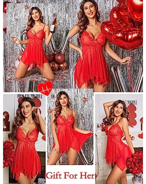 Lingerie for Women Lace Babydoll Sleepwear Boudoir Outfits Plus Size Langeray