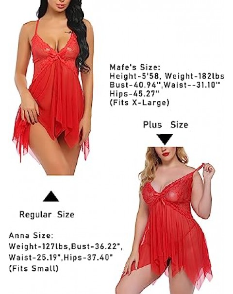 Lingerie for Women Lace Babydoll Sleepwear Boudoir Outfits Plus Size Langeray