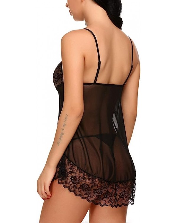 Lace Babydoll Lingerie Sexy Mini Chemise Mesh Wedd...