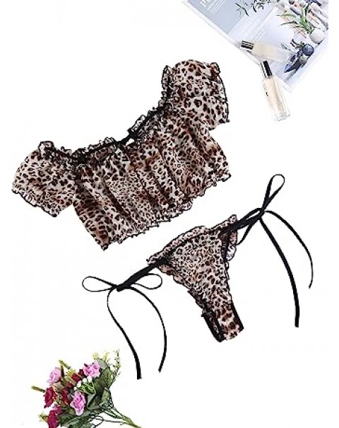 Bra and Panty Set Ruffle Lingerie Set Mesh Babydoll Chemise