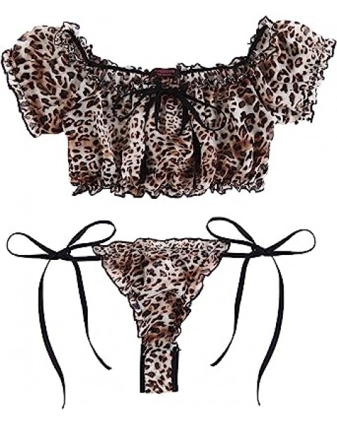 Bra and Panty Set Ruffle Lingerie Set Mesh Babydoll Chemise