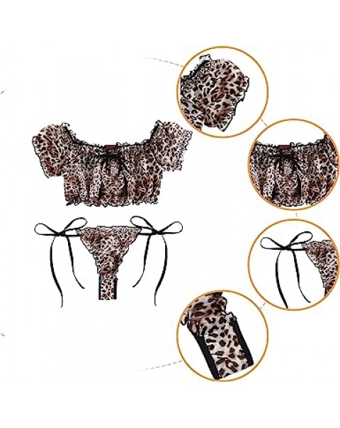 Bra and Panty Set Ruffle Lingerie Set Mesh Babydoll Chemise